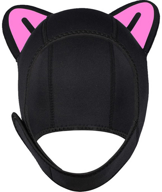 애니멀 캐릭터 다이빙후드 스쿠버 프리다이빙 모자, 02.캣츠 핑크 블랙바