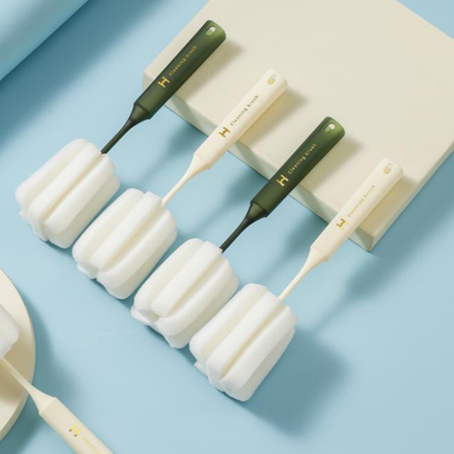 라온디 일자형 컵 텀블러 전용 세척솔, 그린, 4개