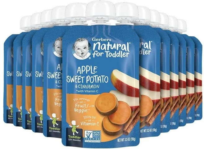 거버 토들러 애플 스윗 포테이토 & 시나몬 Gerber Apple Sweet Potato & Cinnamon Pouches, 99g - 쿠팡