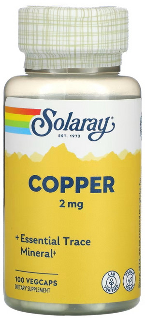 Solaray 쿠퍼 구리 2 mg 100 캡슐, 100정, 1개, 100정
