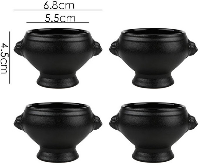 세라믹 수프 그릇 크리에이티브 사자 머리 양각 손잡이 디저트 스낵 샐러드 가정용 식기, 03 A-S 50ml(4pcs)