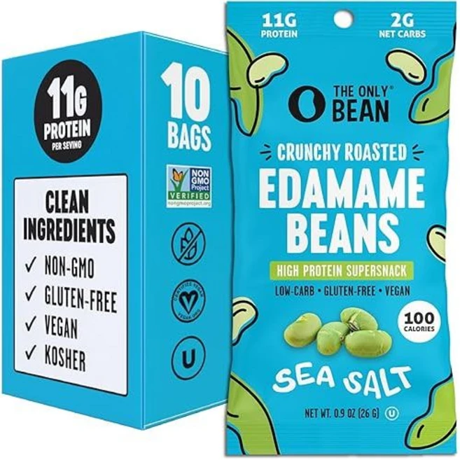 The Only Bean Crunchy Dry Roasted Edamame Snacks (Sea Salt) Healthy High Protein(11g) Keto Food, 0.9 Ounce (Pack of 10), #1 Sea Salt, 1개 - 쿠팡