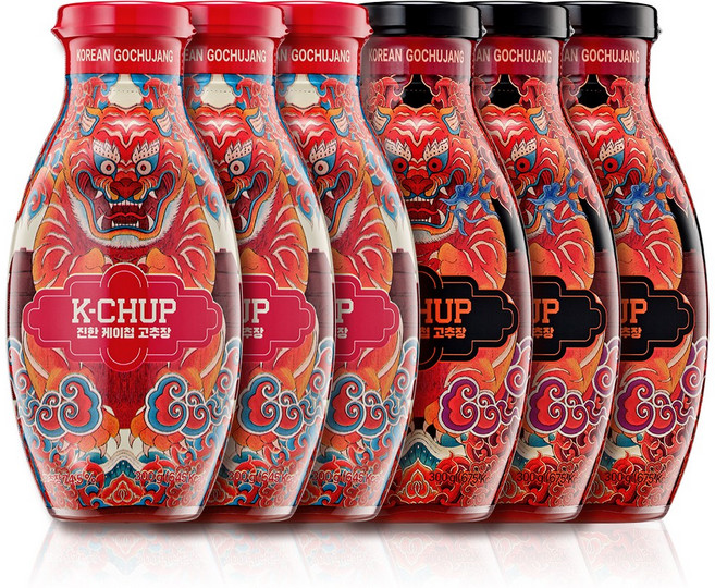 진한 케이첩 고추장 매콤 케이첩 고추장 비건, 300g, 3세트, 매콤맛 1개+진한맛 1개