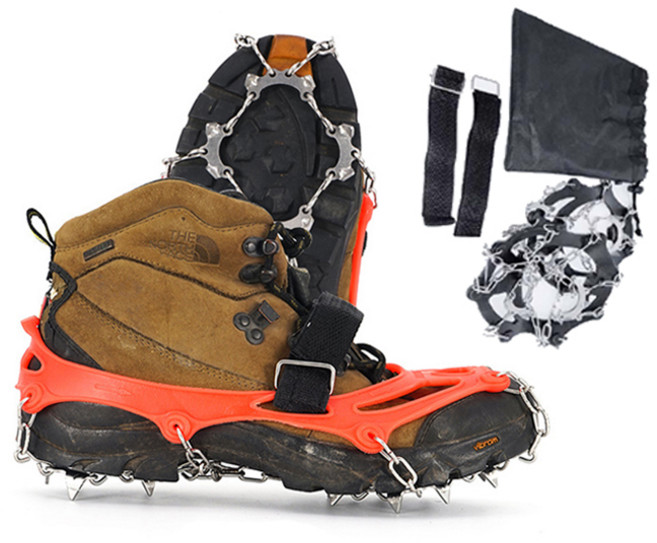 다다브로 아웃도어 등산 미끄럼방지 휴대용 논슬립 체인 아이젠[파우치 포함], 블랙