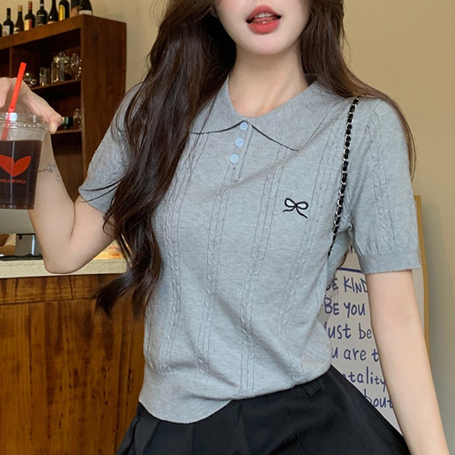 cammello 깔끔 단정 기본핏 반팔 카라티 여름 니트 티셔츠