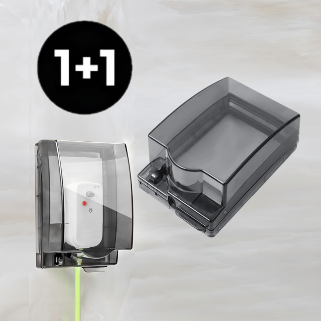 높이확장 대형 방수 콘센트 덮개 안전 커버 2P 세트, 반투명 블랙 2개