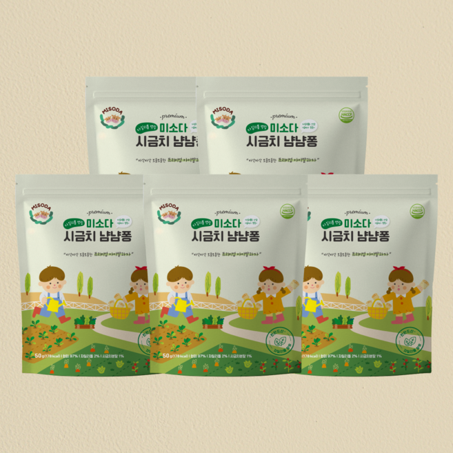 미소다 유아간식 쌀떡뻥 아이과자 롱스틱, 50g, 1개, 시금치 냠냠퐁
