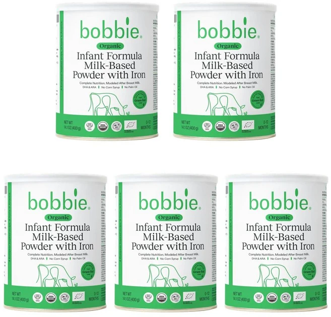 bobbie Organic Infant Formula Powder with Iron 바비 영아 분유 철분 포함 0-12개월 400g, 5개 - 쿠팡