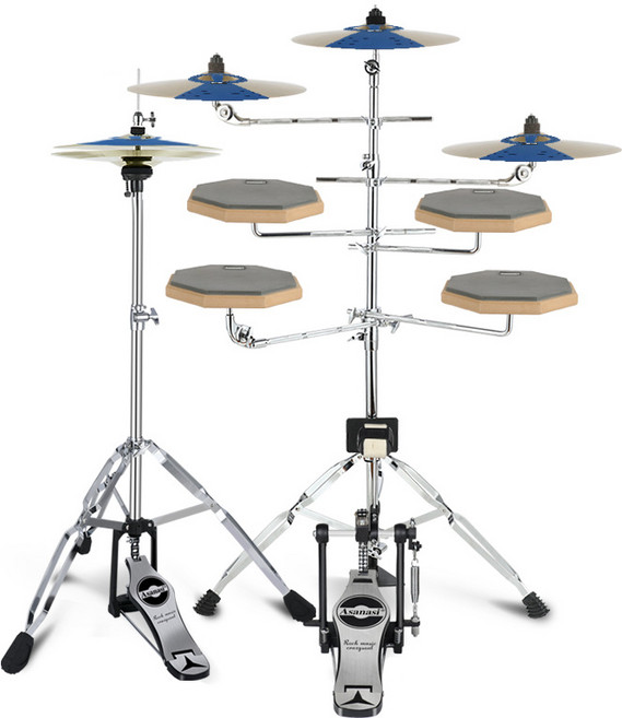 이스턴 코리아 드럼 패드 5기통 심벌 4개 풀세트 가정용 연습패드, 그레이(Gray) 풀세트, 1개