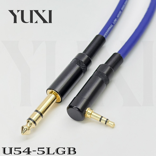 L型 彎頭 6.3轉3.5 標準平訊號線 TRS 聲卡線 錄音介面, 1個, 黃色線材,1.5米 含雙頭