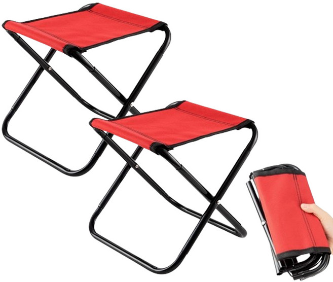 아웃사이드업 초경량 휴대용 접이식 미니 의자, 2개, 레드