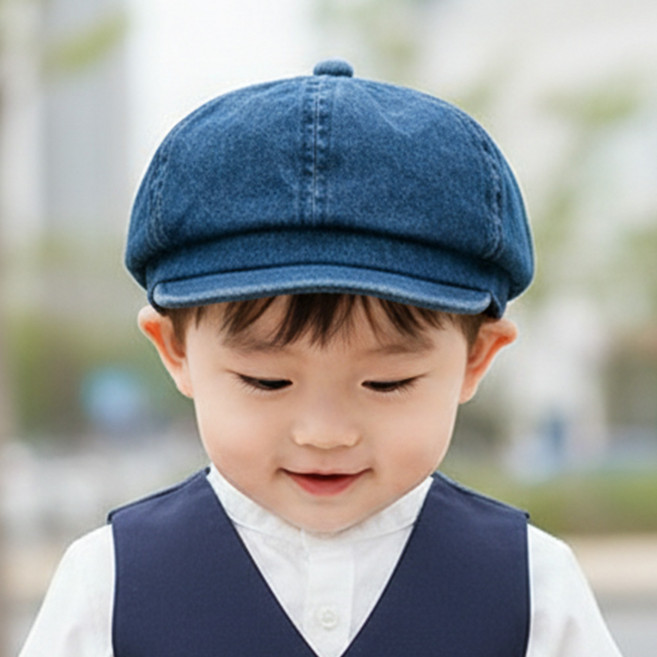몽실이 데님 팔각 빵모자 유아동 아기모자 악세사리 외출 사진촬영