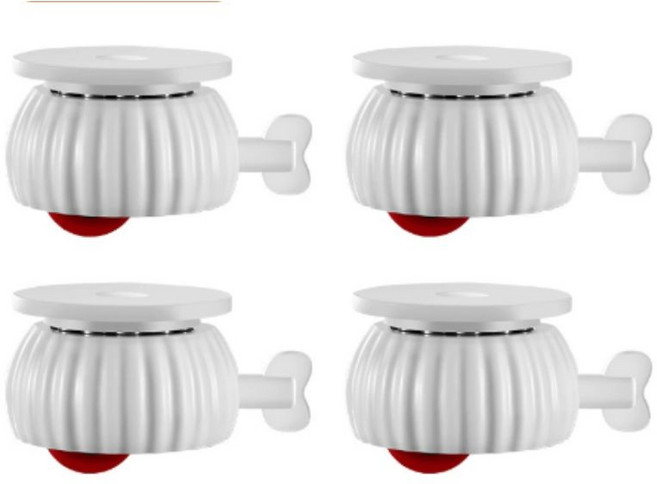 HANTEM 무소음 무타공 접착식 바퀴 360도 회전 가구 이동 캐스터, 4개, 화이트