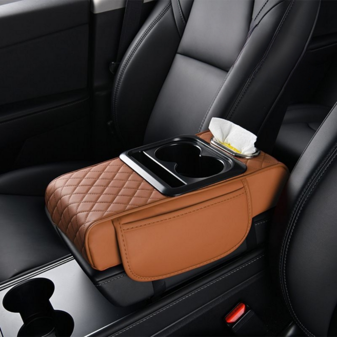 차량용 콘솔쿠션 팔걸이 컵홀더 콘솔박스 팔쿠션, 오렌지