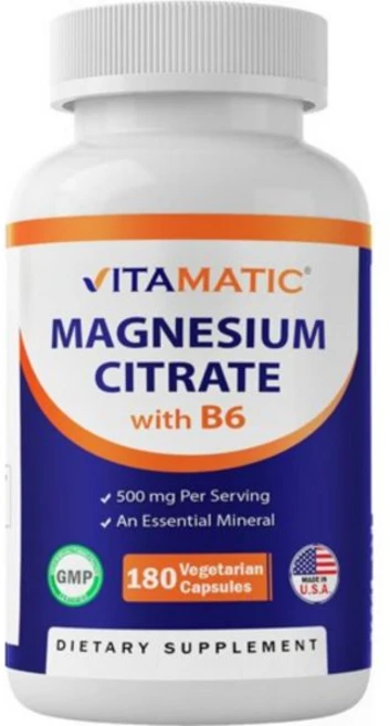 Vitamatic 바이타매틱 마그네슘 시트레이트 500mg 180 베지캡 건강 영양제, Vitamatic 바이타매틱 마그네슘 시트레이트 500, 1개, 180정 - 쿠팡
