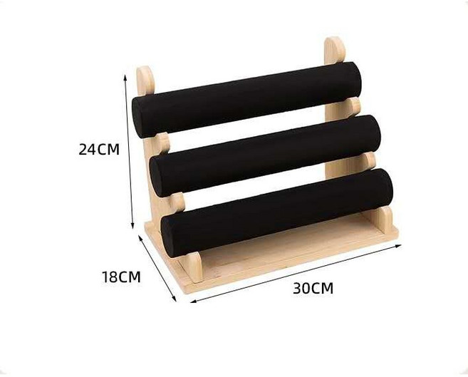 3단 주얼리 시계 팔찌 진열대 1개, 블랙 가죽