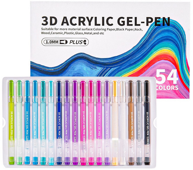 미니플 3D 아크릴 젤펜, 1세트, 54색