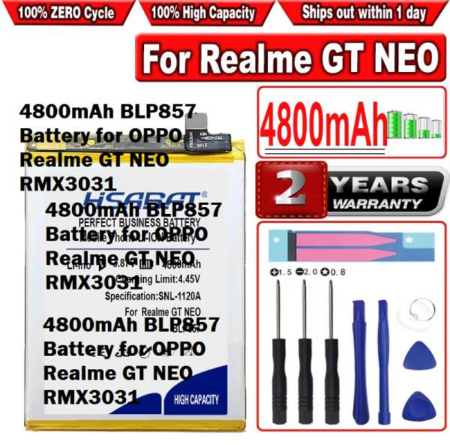 OPPO Realme GT NEO RMX3031용 HSABAT 4800mAh BLP857 배터리, 1ml, 1개