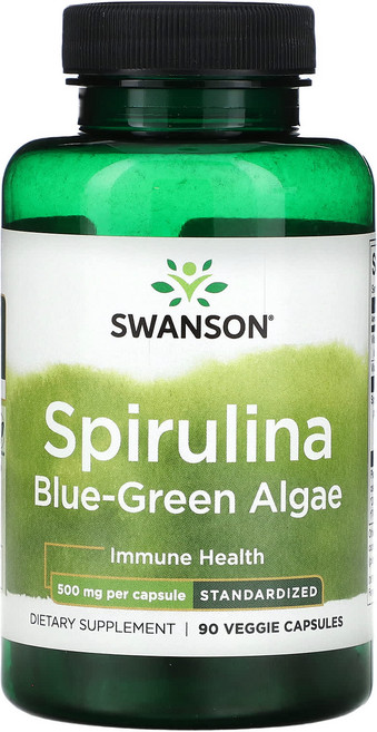 스완슨 스피루리나 Blue-Green Algae 500 mg 90 베지캡슐, 1개, 90정