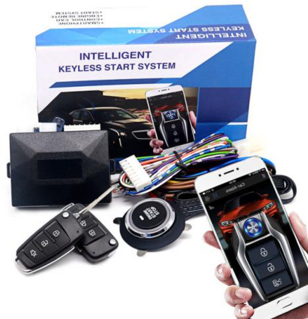 자동차원격시동 경보기 자동 시작 스마트 시스템 원격 시동 자동차 알람 범용 정지 점화 단추 중앙 잠금 액세서리, 2) DQD-LY(D288), 1개