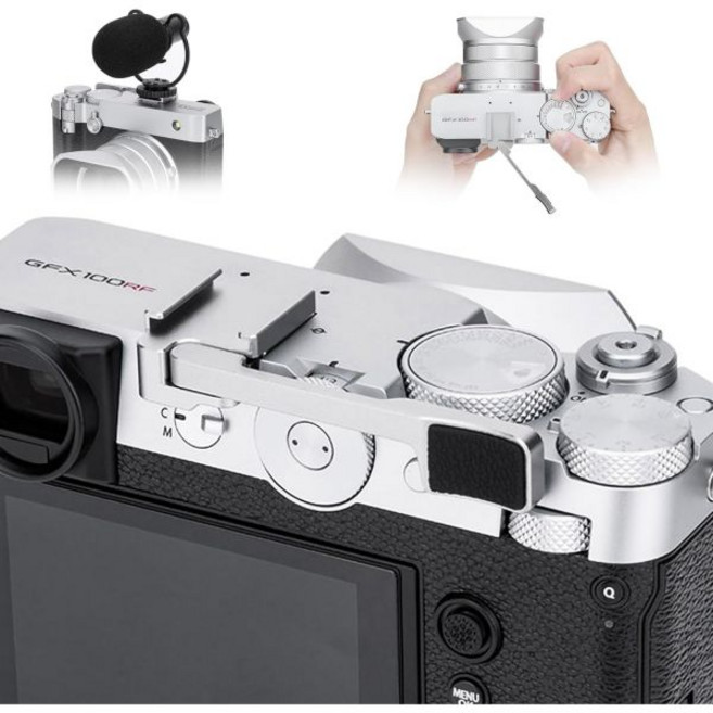 JJC 디럭스 금속 엄지손가락 업 그립 후지필름 X100VI Fuji XE4 XE3 X100V X100F X100T 받침대 지지대 은색 엄지 휠 사용에 영향 없음, Silver for Fujifilm GFX100RF