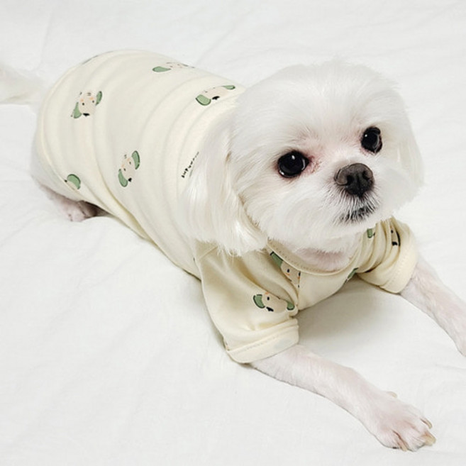 도기코디 강아지 아기 코끼리 티셔츠, 아이보리, 1개