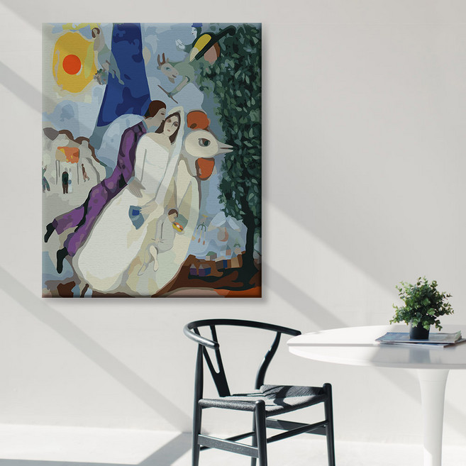 아트픽스 DIY 명화그리기 유화그리기 컬러링북 팝아트 동물 인물, F33-샤갈에펠탑의신랑신부, 1개