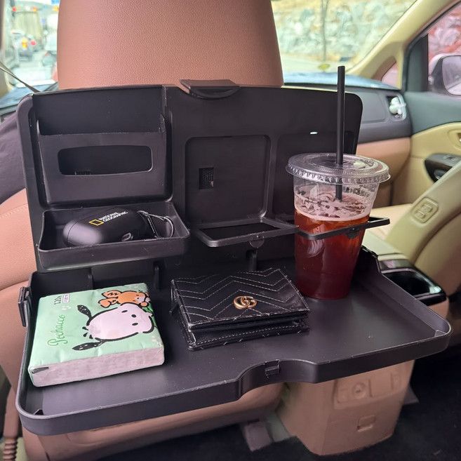 TOROHA 차량 뒷좌석 폴딩 다용도 트레이 테이블, 블랙, 1개