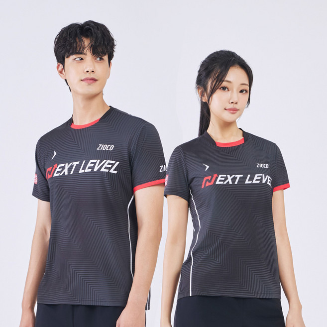 AQTS-1073R/1074R 넥스트레벨 블랙 반팔 티셔츠 탁구복 배드민턴의류 스포츠의류