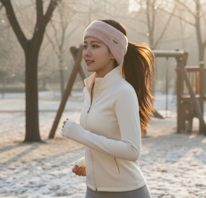 제이엔 러닝 귀마개 방한 헤어밴드 남녀공용 겨울 스포츠 밴드, 1개, 핑크