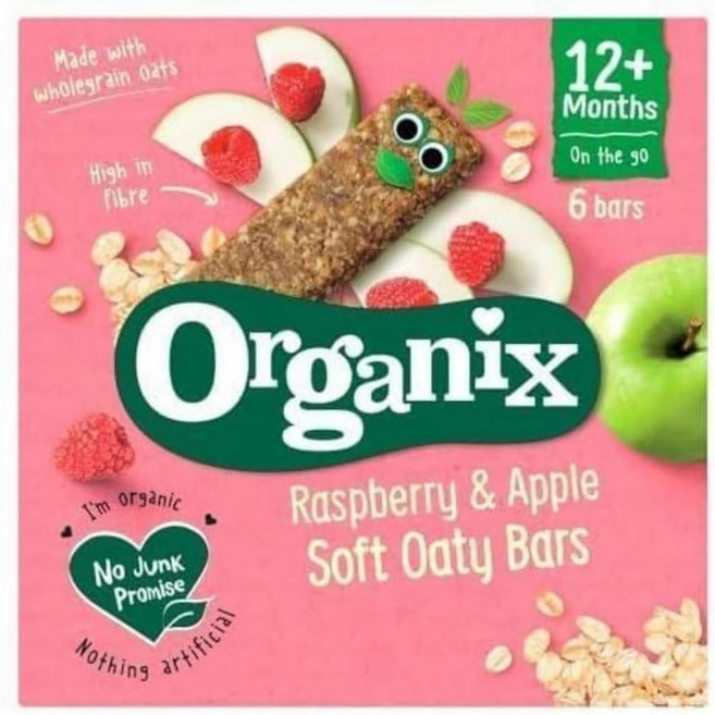 Organix 오가닉스 라즈베리 앤 애플 소프트 오티 바 1살이상 (6x23g), 4개, 138g