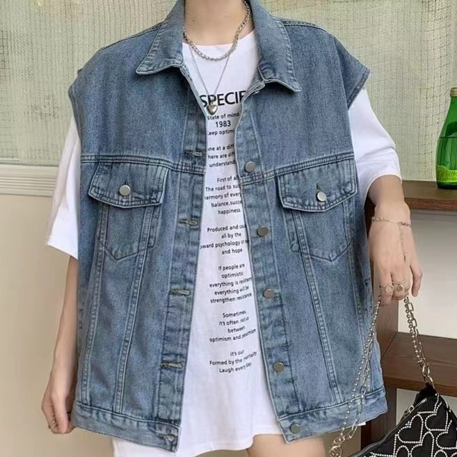 러브베리 스타일리쉬 루즈핏 데님 조끼 JL0043A