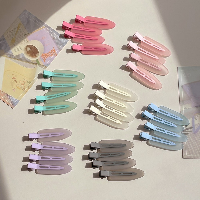 자국없는 고퀄 무광 헤어클립 메이크업 헤어스타일링 납작 파스텔 집게핀 (7color)