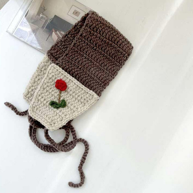 OSON 니트 플라워 자수 귀도리 겨울 보온 귀여운 뜨개 귀마개