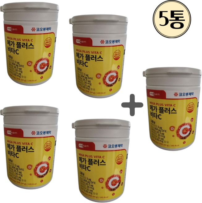 코오롱제약 메가 플러스 비타C 30포 비타민D 엽산 셀레늄 비타민C 비타민K 아연, 5개, 60g