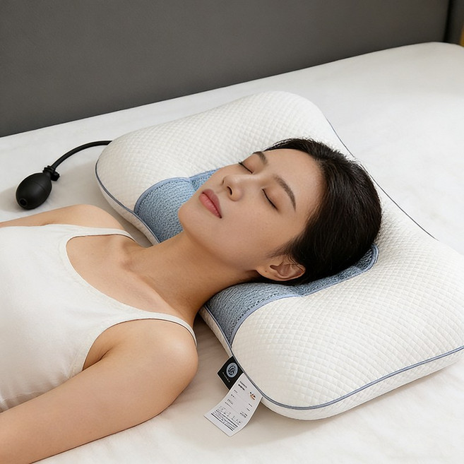 에어베개 높이조절 가능 통기성 좋은 경량 숙면베개, 1개, 파란색