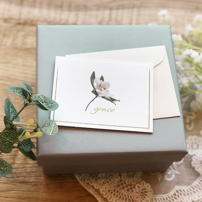 [물가] 블로썸 미니카드+봉투 세트 축하카드 감사카드 미니카드세트, 5개, 축하카드_그레이스