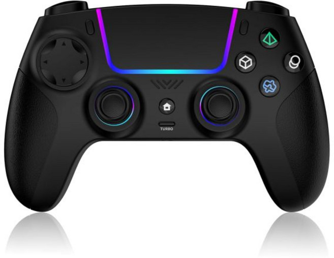 PS5 컨트롤러 PS5/안드로이드/IOS/MAC/스팀 덱과 호환되는 VidPPluing 무선 LED 조명/홀 효과 트리거/터보/마크로/듀얼 진동/3.5mm 헤드셋 잭/1500m, black