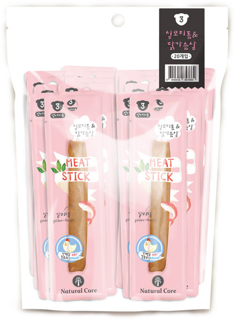 네츄럴코어 미트스틱 씨푸드스틱, 혼합맛(실꼬리돔/닭가슴살), 7g, 20개