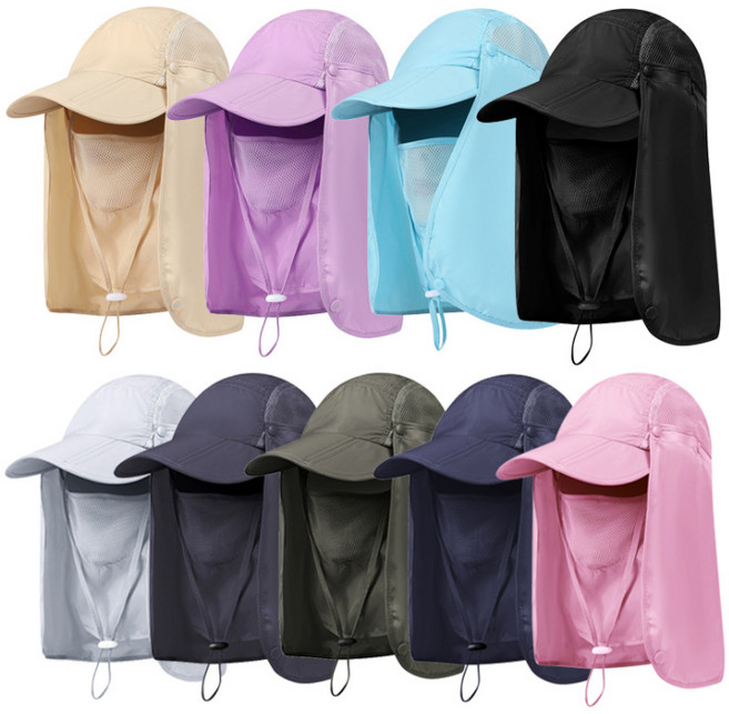 접이식 360도 햇빛가리개모자 자외선차단 남녀 속건 모자, 라이트그레이