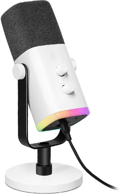 FIFINE AM8 RGB 動圈式麥克風 USB/XLR 錄音室等級, 白色