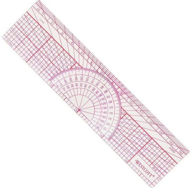 Westcott Engineers' 각도기 눈금자 이중 스케일 Cm 및 10.1cm(10인치) 신학기 학교 용품 교실 15.2cm(6인치), Westcott Engineers' 각도기 눈금자, 이