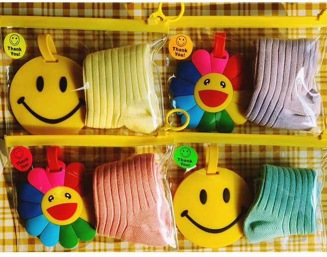 어린이집 유치원 생일 선물 생일 답례품 선물 간식 과자 구디백 포장 단체 양말 문구 학용품 장난감, 스마일네임텍+양말B(5-7세), 추가, 1.생일축하해, 1개