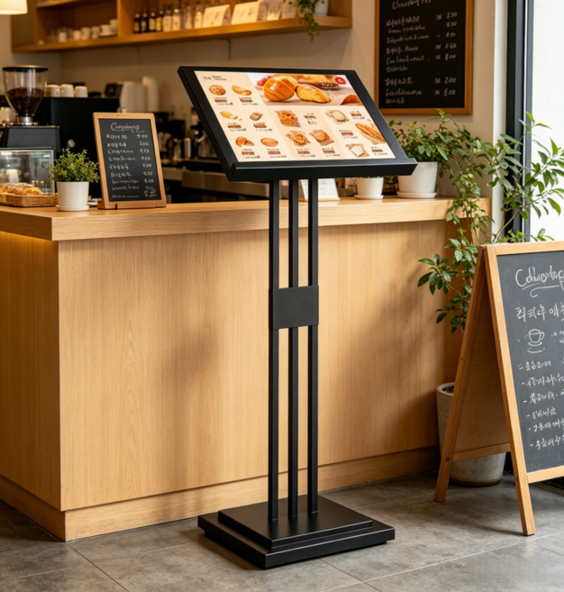 GAPINO 입구 메뉴판 거치대 스탠드 입간판 외부 카페 안내판 광고판 고급형 업소용 10KG, 블랙, 1개