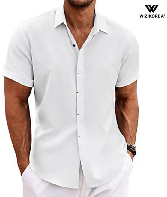 남자 린넨 반팔 셔츠 여름 남방 빅사이즈 바캉스룩 WI013S