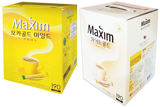 동서 맥심 모카골드 마일드 커피믹스 190개+맥심 화이트골드 커피믹스 190개 무배/아라비카원두 폴리페놀 자일로스 우유 코코넛오일 회사 사무실 커피, 190개입, 2.28kg, 2개