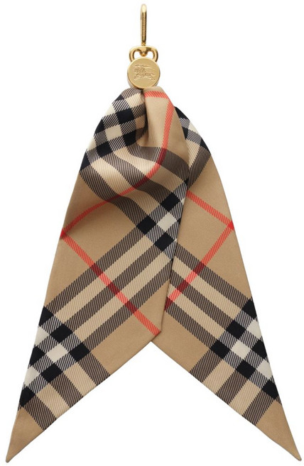 버버리 Check silk scarf charm