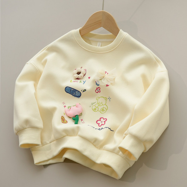 몰리앤씨 여아용 입체 플라워 맨투맨 티셔츠