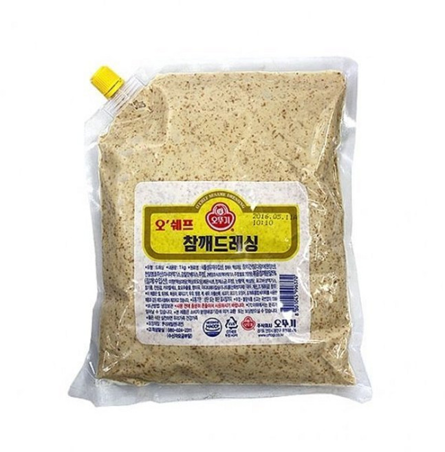 1KG 대용량 참깨드레싱소스 양념장 리필용 업소용 식당 드래싱 샐러드 짜는 벌크 비닐팩 음식점 납품용, 1개