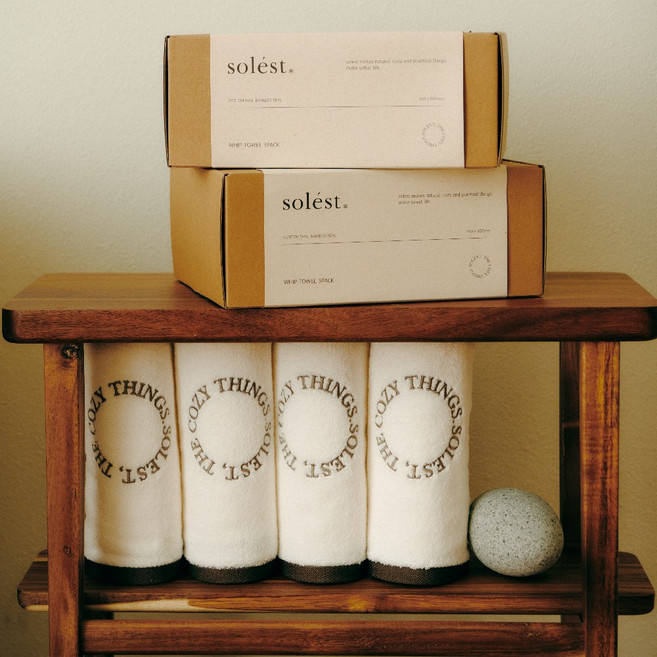 솔레스트 휩타월 코튼 뱀부 고중량 210g 3매 세트 아기수건 반뱀부 호텔수건, 1세트